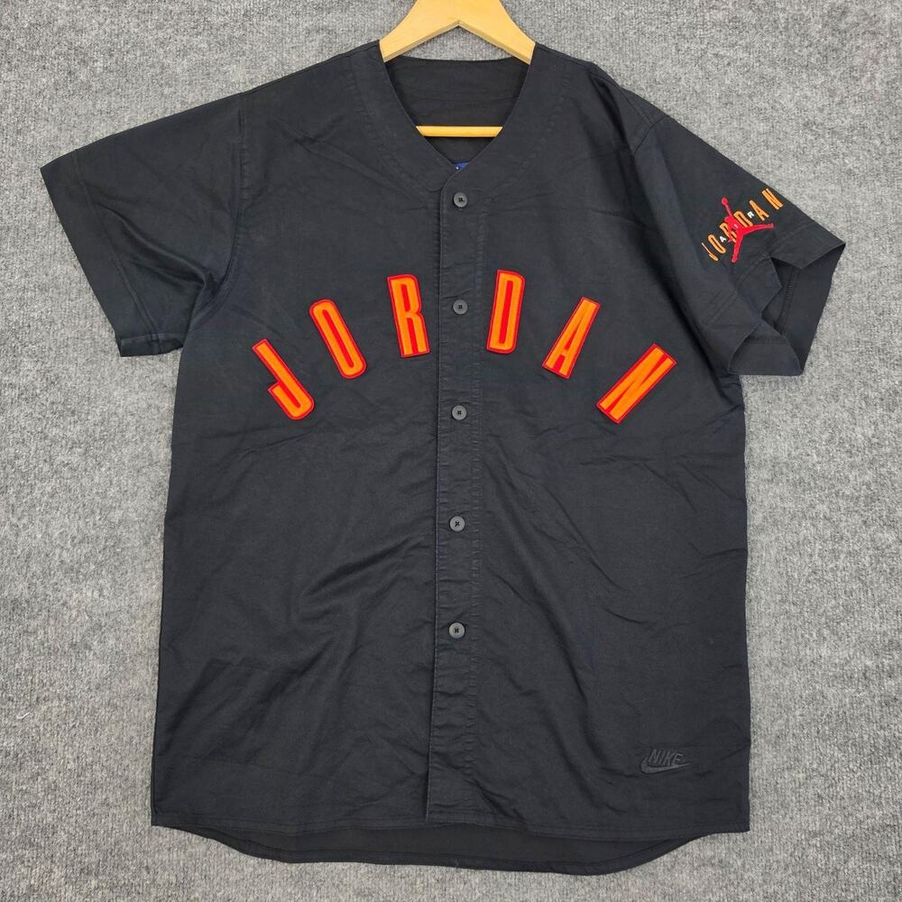 Jordan Shirt Mens Medium NRG Vault Woven Baseball Jersey Jumpman Nike Basketball